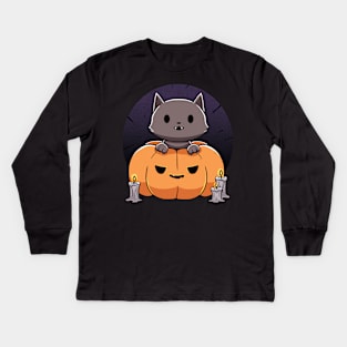 Cat in a Pumpkin Kids Long Sleeve T-Shirt